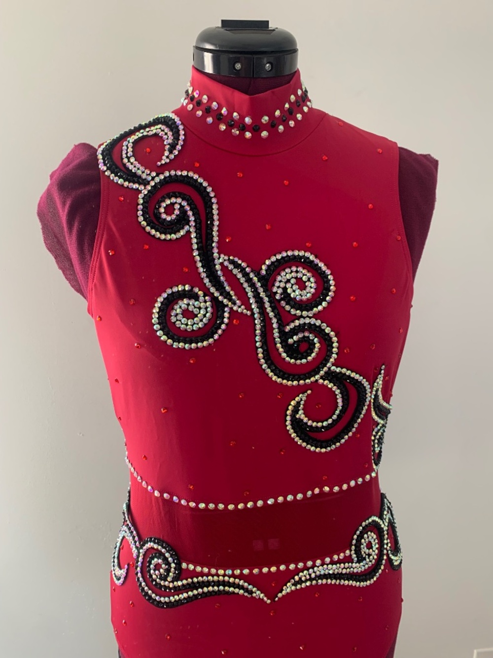 Red Rhinestone Fringe Dance Costume: Adult Large, Musical Theater/Jazz - Picture 3 of 7